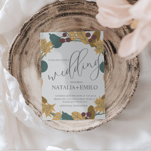 Classic Fall Wedding Wreath Invitation