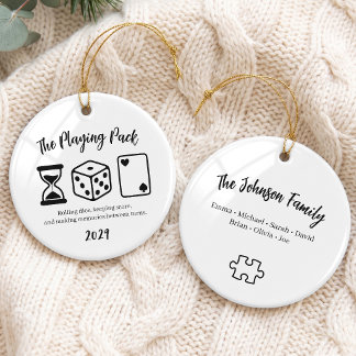 Classic Family Game Night Group Ceramic Tree Decoration