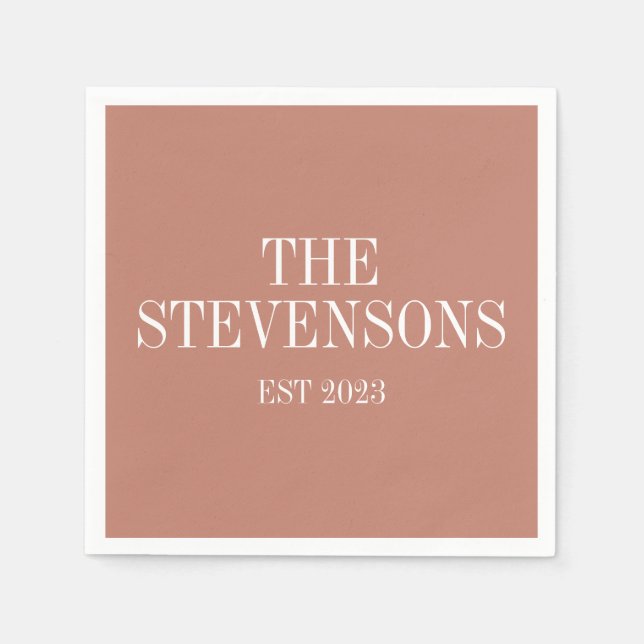 Classic Family Last Name Est Date Terracotta Napkin (Front)