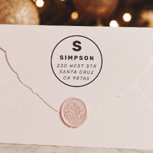 Classic Family Monogram Circular Return Address Rubber Stamp