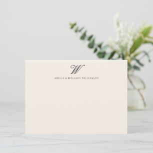 Classic Family Monogram Minimalist Wedding Ivory Card