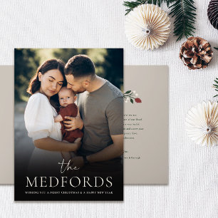 Classic Family Name Photo Christmas Holiday Card