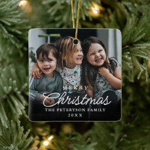 Classic Family Photo Christmas Ceramic Ornament