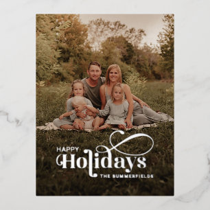 Classic Family Photo Christmas Silver Foil Holiday