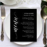 Classic Fancy Script Wedding Menu Card For Plate<br><div class="desc">Elevate the sophistication of your wedding reception with classic fancy script wedding menu cards for plate settings, designed for a range of elegant events. These menu cards are perfect for formal black-tie weddings, refined ballroom receptions, traditional church ceremonies, and luxurious destination weddings. Featuring timeless script typography, they add a touch...</div>