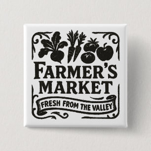 Classic Farmer’s Market – Fresh From the Valley  15 Cm Square Badge