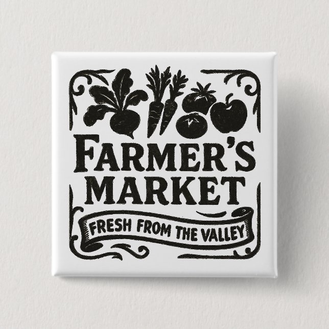 Classic Farmer’s Market – Fresh From the Valley  15 Cm Square Badge (Front)