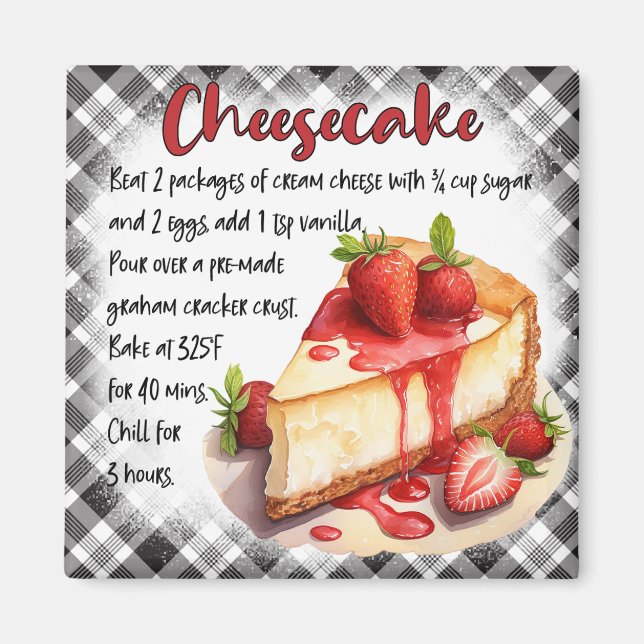 Classic Farmhouse Cheesecake Recipe Kitchen Magnet (Front)