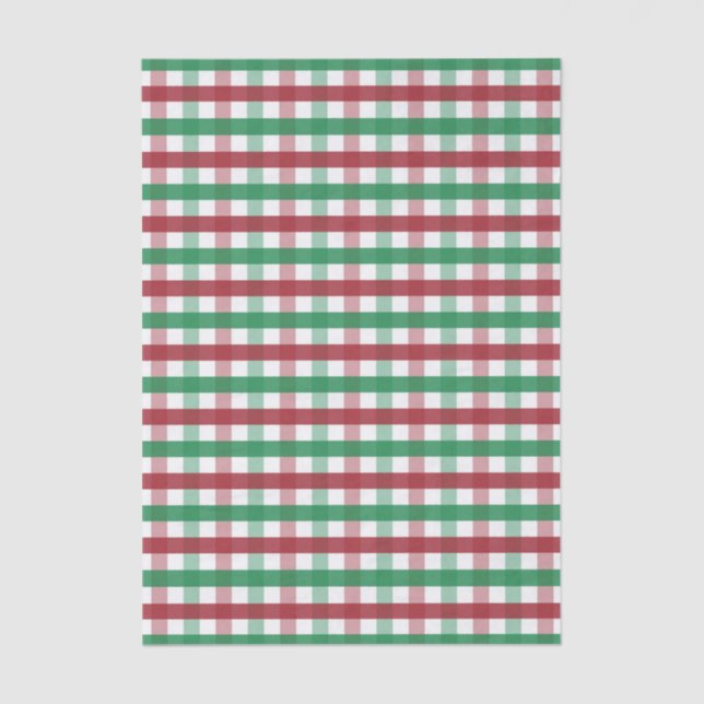 Classic Farmhouse Red & Green Gingham Plaid Tissue Paper (Front)