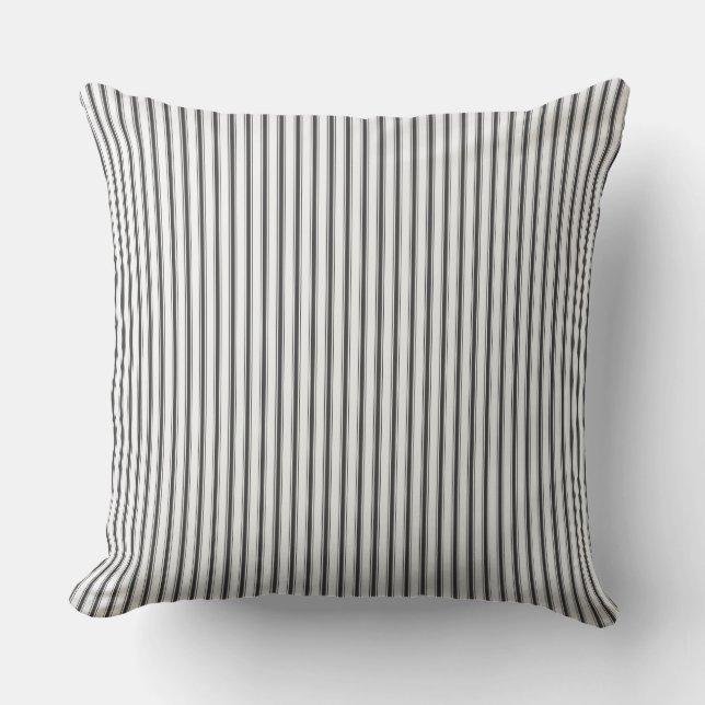 Classic Farmhouse Vintage Ticking Stripe Zipper Cushion (Front)