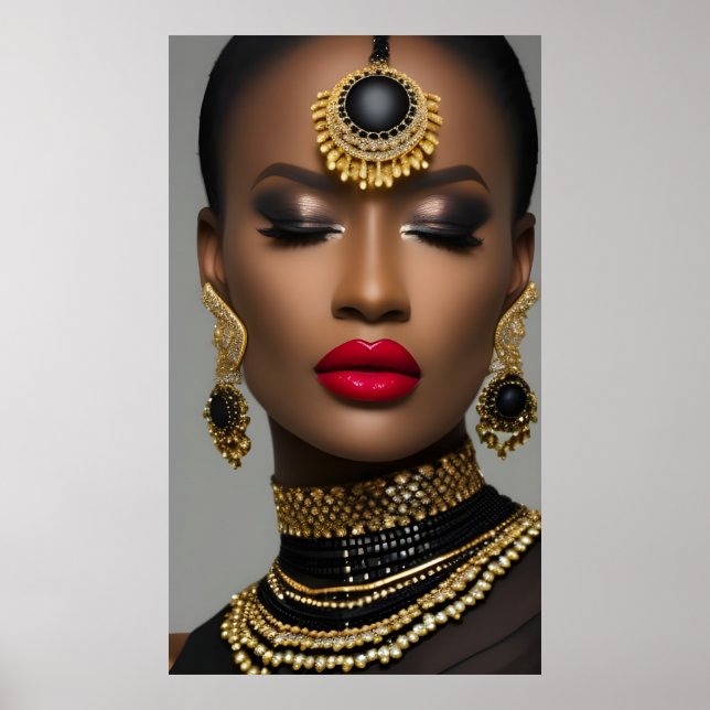Classic Fashion African gold Black jewels gems Poster (Front)