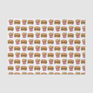 Classic Fast Food Pairing Burger and French Fries Tissue Paper