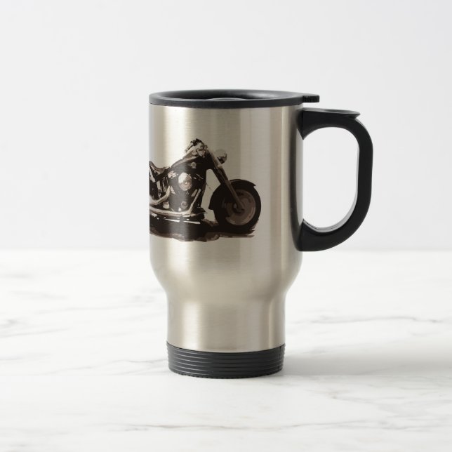 Classic Fat Boy Motorcycle Travel Mug (Right)