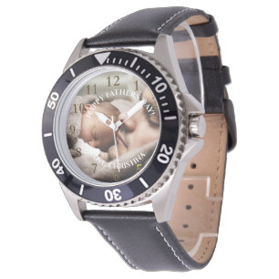 Classic Fathers Day Photo Personalised Message  Watch