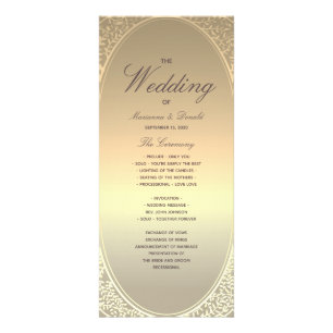 Classic Faux Gold Wedding Program Rack Card