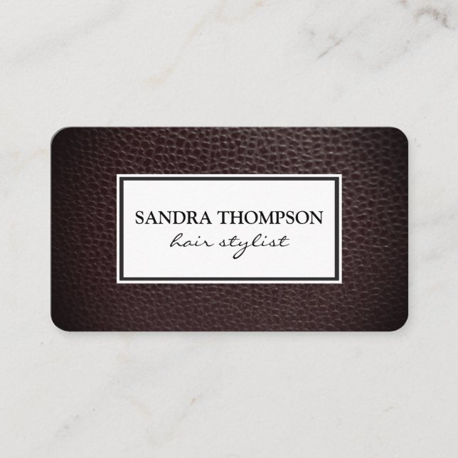 Classic Faux Leather / White Frame Business Card (Front)