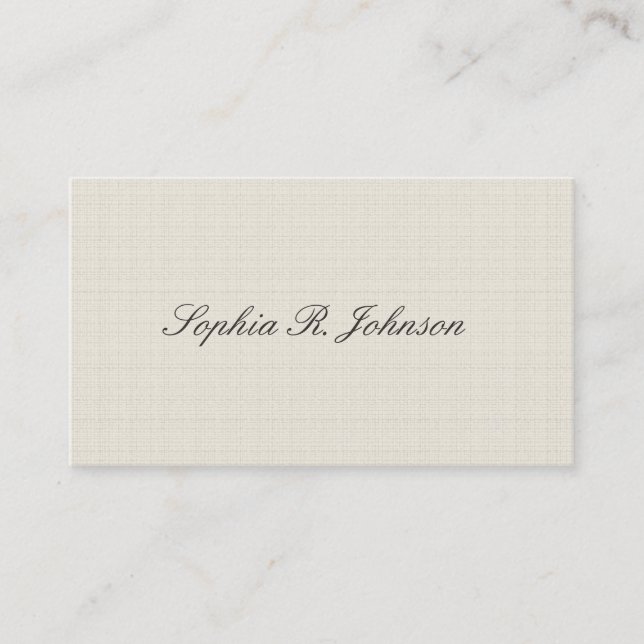 Classic Faux Linen Elegant Beige Business Card (Front)