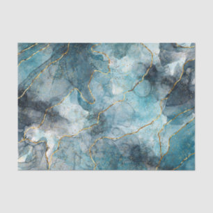 Classic Faux Marble Blue/Gold Decoupage Tissue Paper