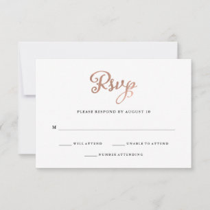Classic Faux Rose Gold Wedding RSVP Card