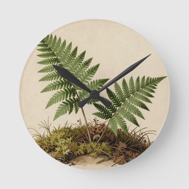 Classic Fern Botanical Round Clock (Front)
