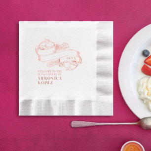 Classic Festive Elegant Quinceanera 15th Party Foil Napkins