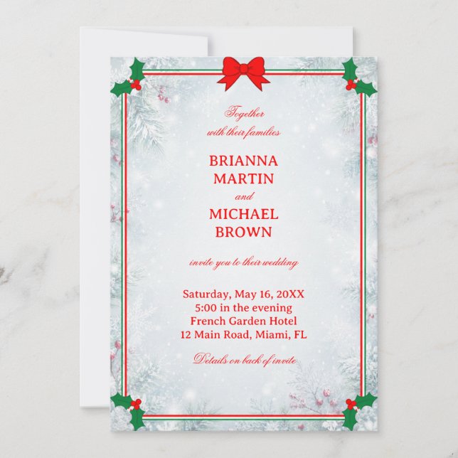 Classic Festive Frosted Holiday Elegance Invitation (Front)