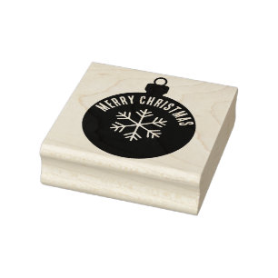 Classic Festive Holiday Christmas Ornament Outline Rubber Stamp