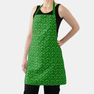 Classic Festive Holiday Green Mini Candy Canes Apron