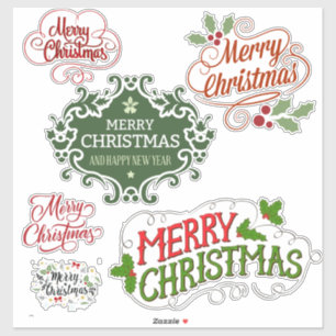 Classic Festive Merry Christmas Sticker Pack