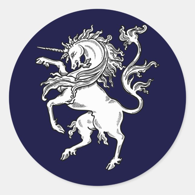 Classic Fierce Unicorn Round Sticker (Front)