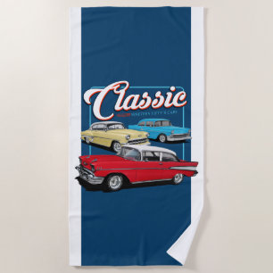 Classic Fifties Cars Beach Towel