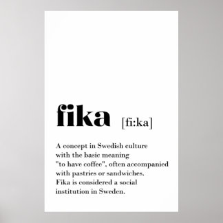 Classic Fika Definition Coffee Sweden Poster
