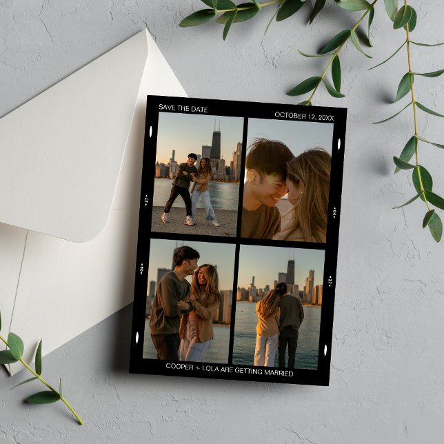 Classic Film Photo Collage Minimalist Vintage Save The Date (Creator Uploaded)