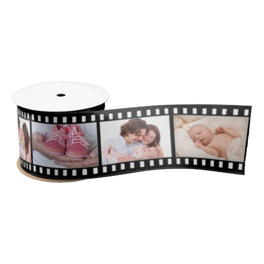 Classic Film Reel 8 Photo Collage Satin Ribbon Zazzle.co.uk