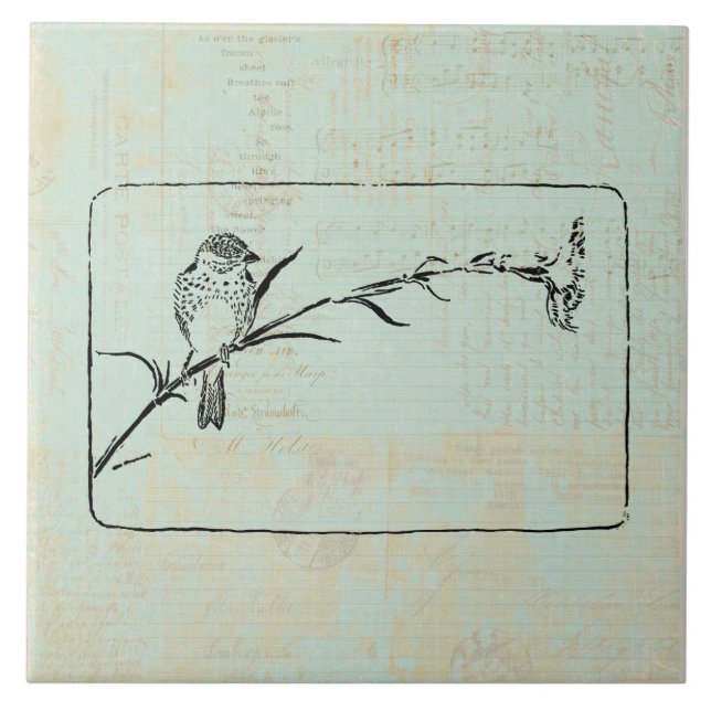 Classic Finch Bird Vintage Art Tile (Front)