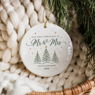 Classic First Christmas Mr & Mrs Ceramic Tree Decoration