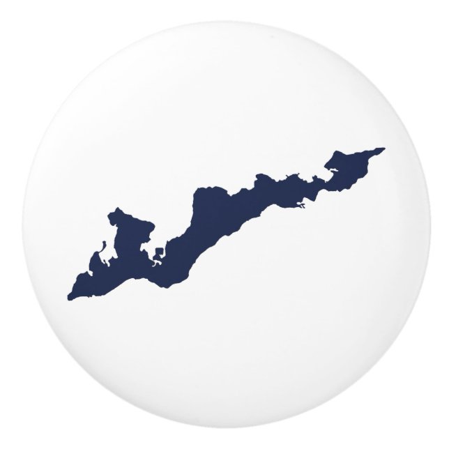 Classic Fishers Island Ceramic Knob – Navy (Front)