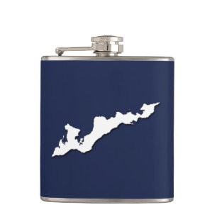 Classic Fishers Island Logo Flask – White on Nav