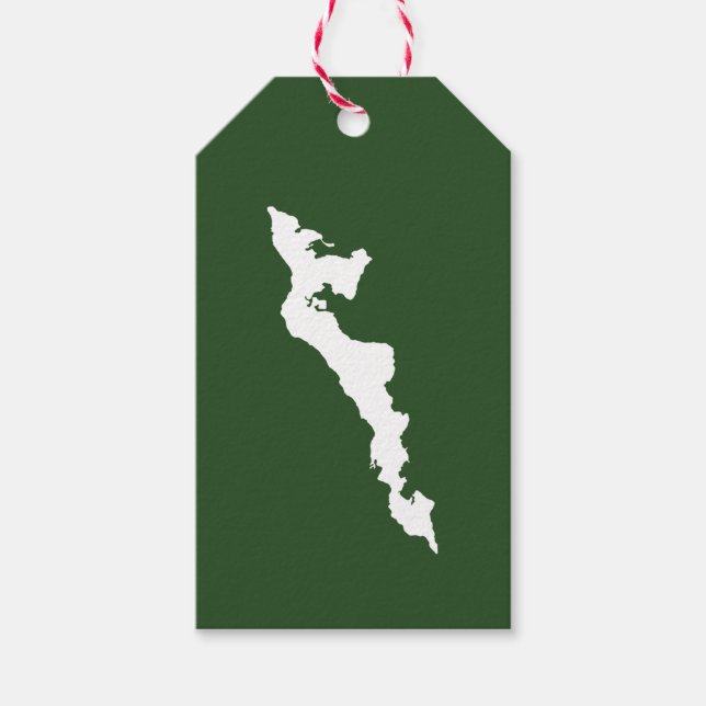 Classic Fishers Island Logo Gift Tag - White/Green (Front)