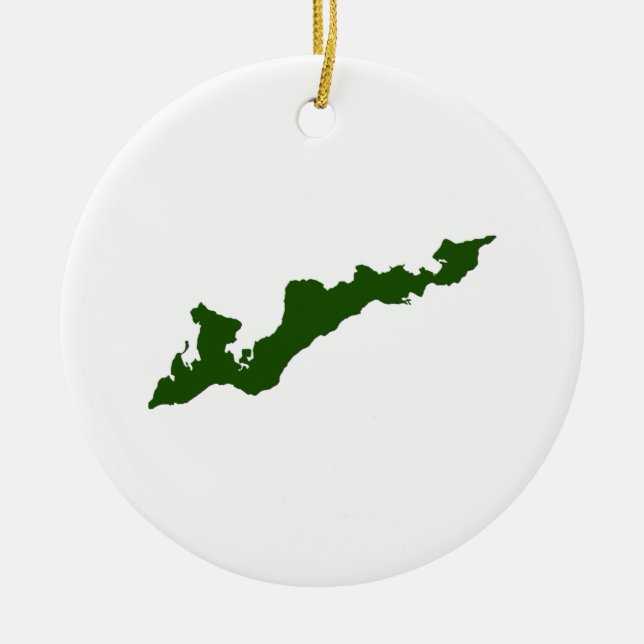 Classic Fishers Island Logo Ornament - Green (Front)