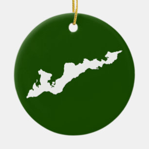 Classic Fishers Island Logo Ornament - White/Green