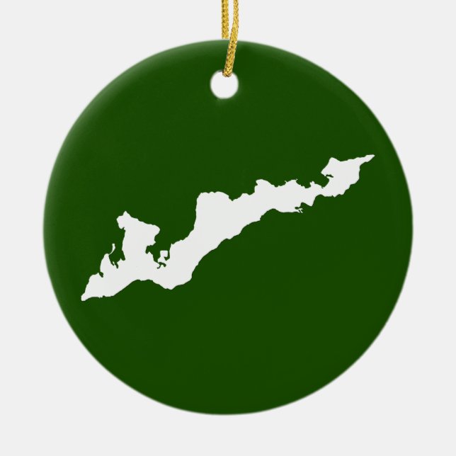 Classic Fishers Island Logo Ornament - White/Green (Front)