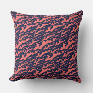 Classic Fishers Island Logo Pillow - Coral on Navy