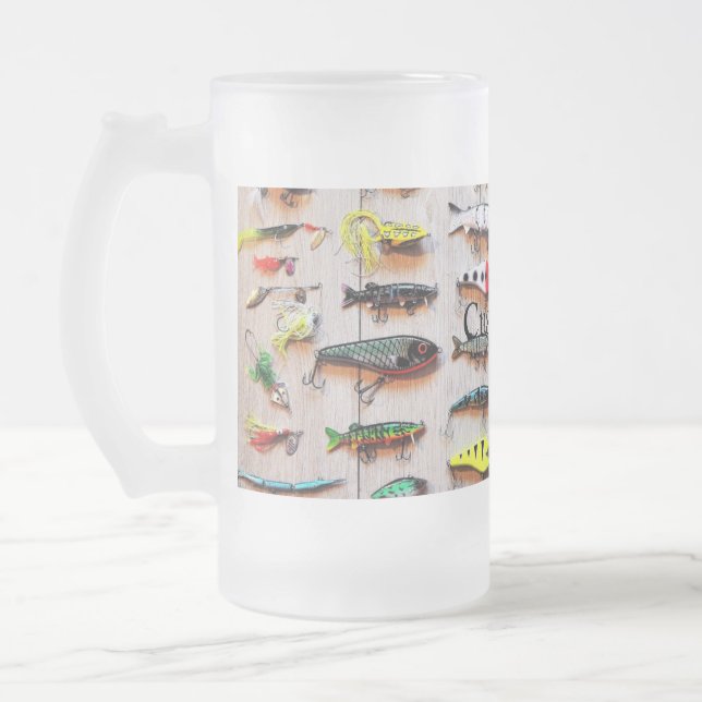 Classic Fishing Lures Thunder_Cove Frosted Glass Beer Mug (Left)