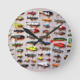 Classic Fishing Lures Thunder_Cove Round Clock