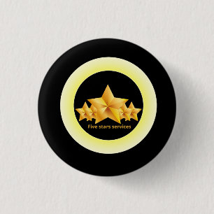 classic five star service  3 cm round badge
