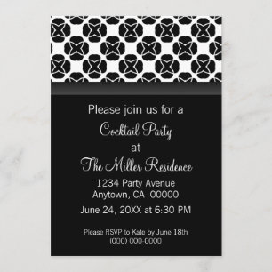 Classic Flair Cocktail Party Invite, Black & White Invitation