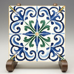 Classic Fleur-de-Lis Traditional Tile<br><div class="desc">Introducing the Classic Fleur-de-Lis Ceramic Print Tile, a stunning showcase of traditional design with a fresh, modern presentation. The tile features an elegant fleur-de-lis pattern, rendered in vibrant shades of blue and green, with delicate yellow accents. This print captures the intricate details of the original ceramic craftsmanship, presenting a flat,...</div>