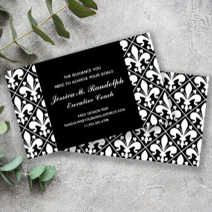 Classic Fleur de Lys Executive Black and White Business Card