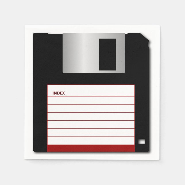 Classic Floppy Disc Red Computer Geek Napkin (Front)